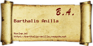 Barthalis Anilla névjegykártya